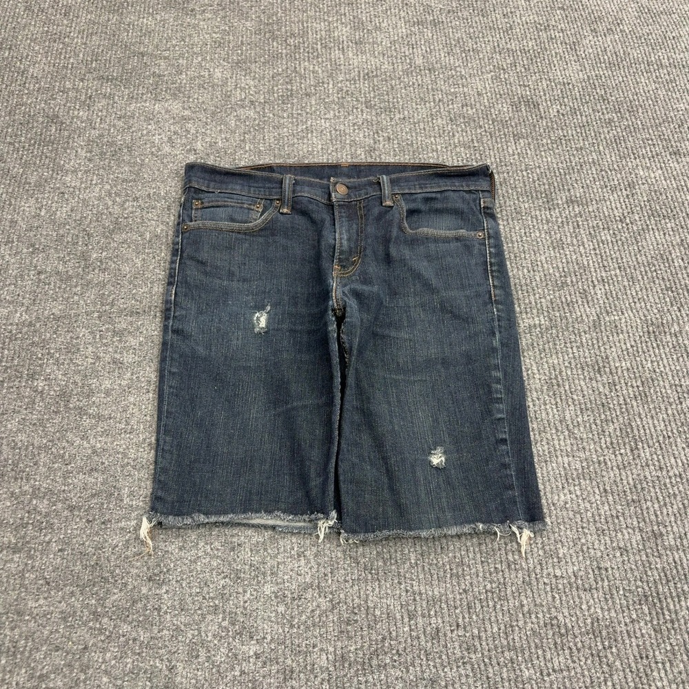 Levis Denim Shorts Mens 32 Blue Cotton Elastane Cut Off Frayed 511 Casual Summer
